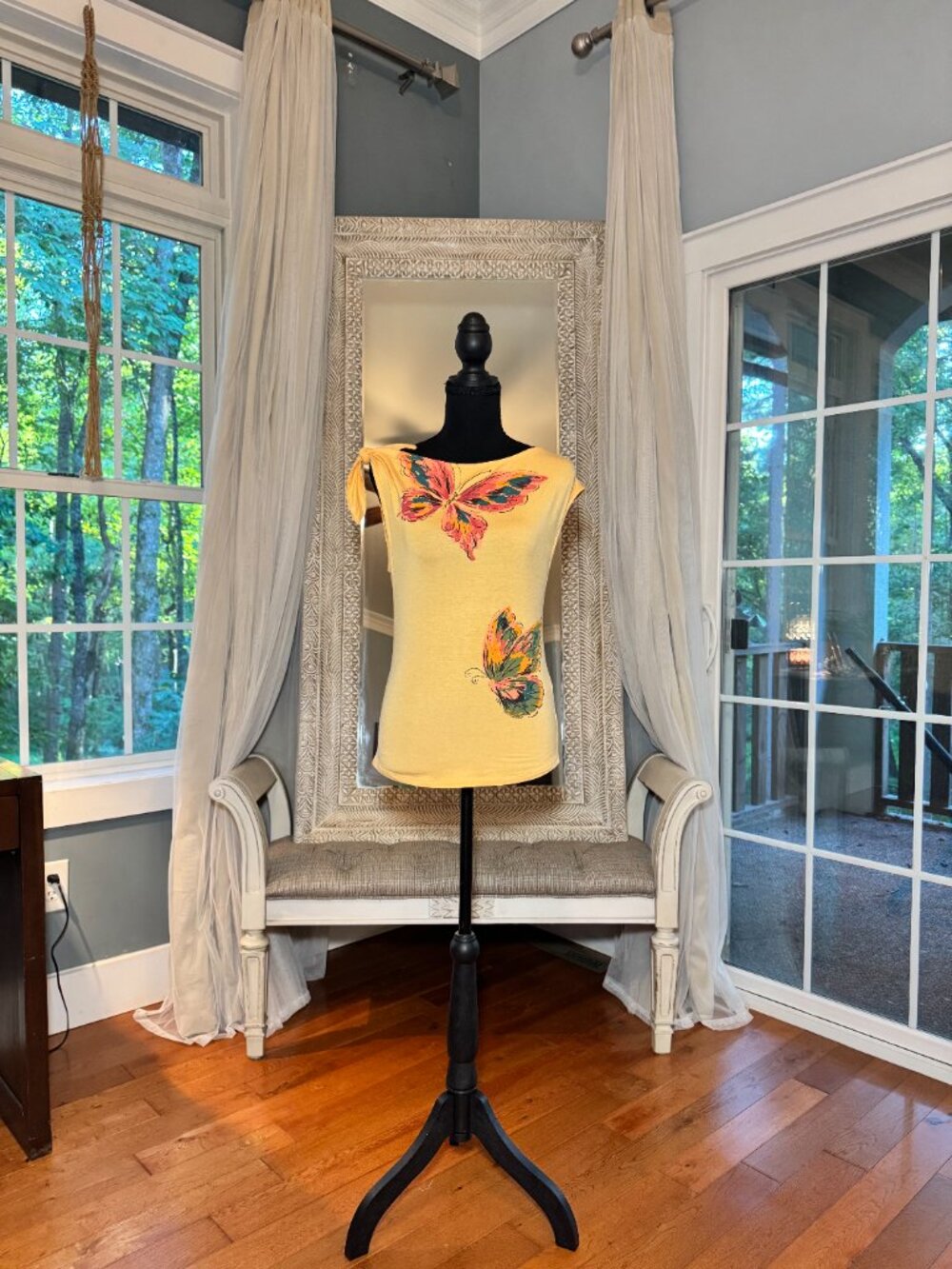 Urban Outfitters Butterfly Tie Shoulder Top Small Y2K Boho - Picture 5 of 13